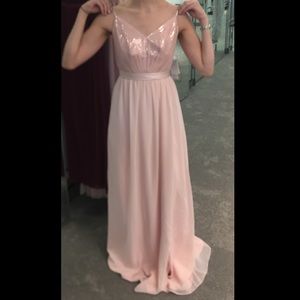 Sequin Bodice Bridesmaid Dress with Chiffon Skirt